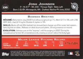 2009 Bowman - Blue #130 Josh Johnson Back