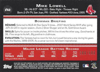 2009 Bowman - Blue #142 Mike Lowell Back
