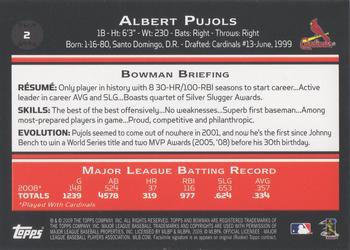 2009 Bowman - Gold #2 Albert Pujols Back