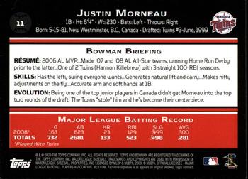 2009 Bowman - Gold #11 Justin Morneau Back