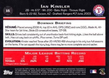 2009 Bowman - Gold #15 Ian Kinsler Back