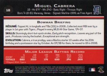 2009 Bowman - Gold #18 Miguel Cabrera Back