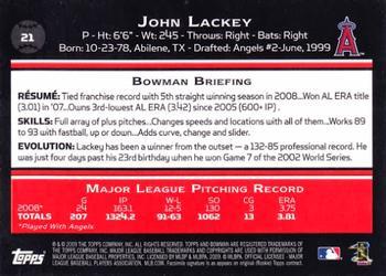 2009 Bowman - Gold #21 John Lackey Back