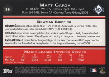 2009 Bowman - Gold #39 Matt Garza Back