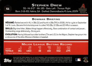 2009 Bowman - Gold #51 Stephen Drew Back