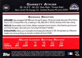 2009 Bowman - Gold #55 Garrett Atkins Back