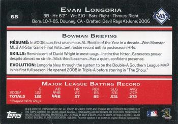 2009 Bowman - Gold #68 Evan Longoria Back