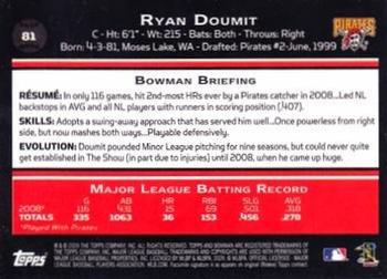2009 Bowman - Gold #81 Ryan Doumit Back