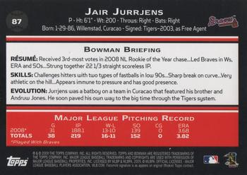 2009 Bowman - Gold #87 Jair Jurrjens Back