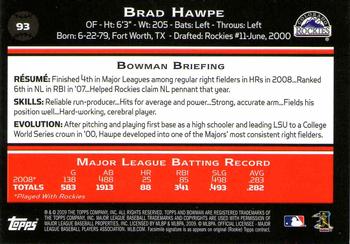 2009 Bowman - Gold #93 Brad Hawpe Back