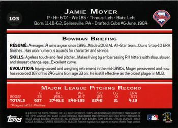 2009 Bowman - Gold #103 Jamie Moyer Back