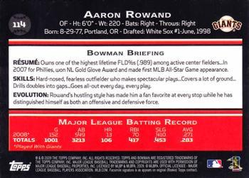 2009 Bowman - Gold #114 Aaron Rowand Back