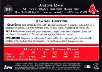 2009 Bowman - Gold #115 Jason Bay Back