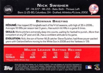 2009 Bowman - Gold #124 Nick Swisher Back