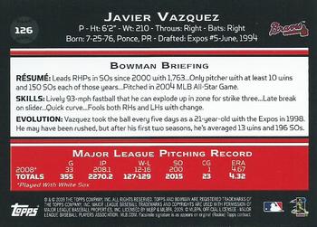 2009 Bowman - Gold #126 Javier Vazquez Back