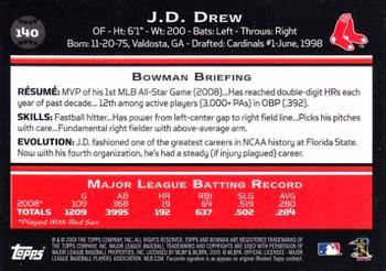2009 Bowman - Gold #140 J.D. Drew Back
