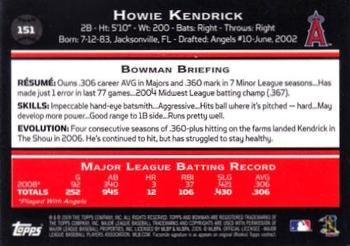 2009 Bowman - Gold #151 Howie Kendrick Back