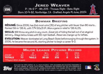 2009 Bowman - Gold #156 Jered Weaver Back