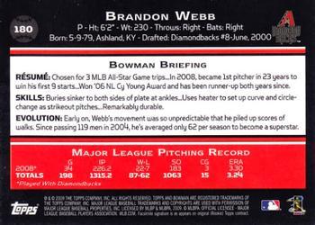 2009 Bowman - Gold #180 Brandon Webb Back