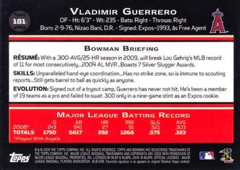 2009 Bowman - Gold #181 Vladimir Guerrero Back