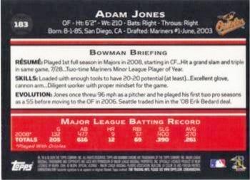 2009 Bowman - Gold #183 Adam Jones Back