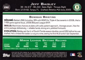 2009 Bowman - Gold #192 Jeff Baisley Back