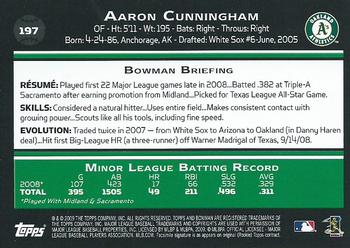 2009 Bowman - Gold #197 Aaron Cunningham Back