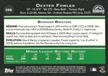 2009 Bowman - Gold #199 Dexter Fowler Back