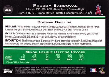 2009 Bowman - Gold #216 Freddy Sandoval Back