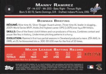 2009 Bowman - Orange #8 Manny Ramirez Back