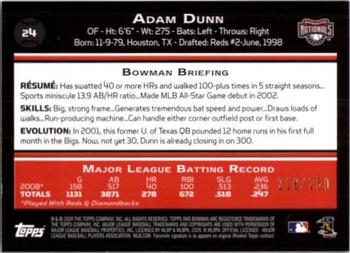 2009 Bowman - Orange #24 Adam Dunn Back