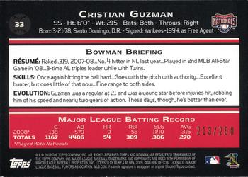 2009 Bowman - Orange #33 Cristian Guzman Back