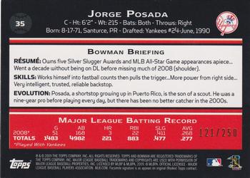 2009 Bowman - Orange #35 Jorge Posada Back