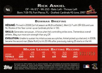 2009 Bowman - Orange #41 Rick Ankiel Back