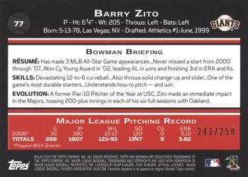 2009 Bowman - Orange #77 Barry Zito Back