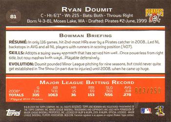 2009 Bowman - Orange #81 Ryan Doumit Back