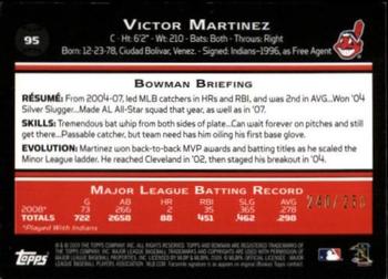 2009 Bowman - Orange #95 Victor Martinez Back
