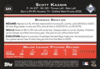 2009 Bowman - Orange #123 Scott Kazmir Back