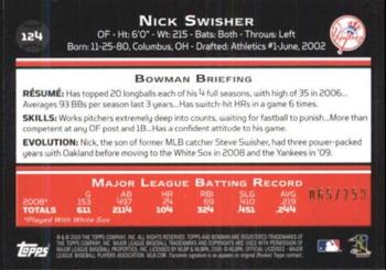 2009 Bowman - Orange #124 Nick Swisher Back