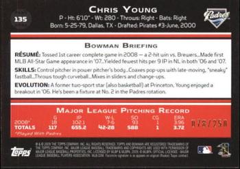 2009 Bowman - Orange #135 Chris Young Back