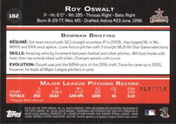 2009 Bowman - Orange #182 Roy Oswalt Back