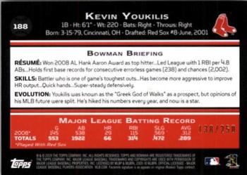 2009 Bowman - Orange #188 Kevin Youkilis Back
