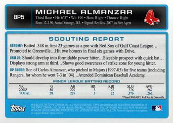 2009 Bowman - Prospects #BP5 Michael Almanzar Back