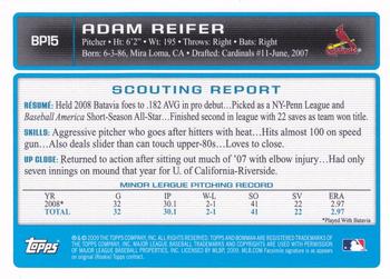 2009 Bowman - Prospects #BP15 Adam Reifer Back