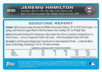 2009 Bowman - Prospects #BP25 Jeremy Hamilton Back