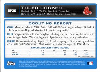2009 Bowman - Prospects #BP26 Tyler Yockey Back