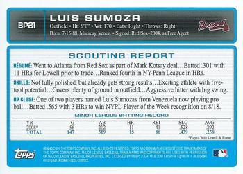 2009 Bowman - Prospects #BP31 Luis Sumoza Back