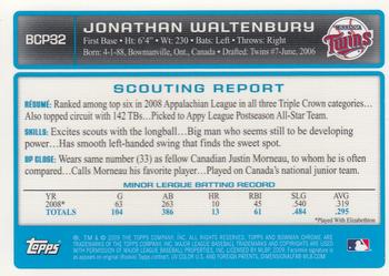 2009 Bowman - Prospects #BP32 Jonathan Waltenbury Back