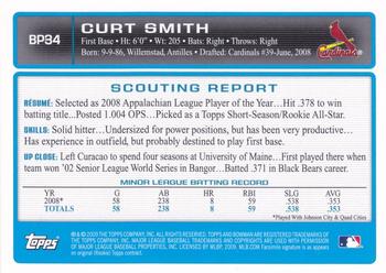 2009 Bowman - Prospects #BP34 Curt Smith Back
