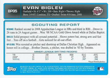 2009 Bowman - Prospects #BP35 Evan Bigley Back